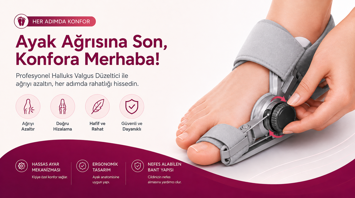 Profesyonel Halluks Valgus Ayak Başparmağı Düzeltici – Ayarlanabilir Ortopedik Ayak Aparatı
