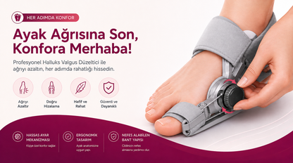 Profesyonel Halluks Valgus Ayak Başparmağı Düzeltici – Ayarlanabilir Ortopedik Ayak Aparatı