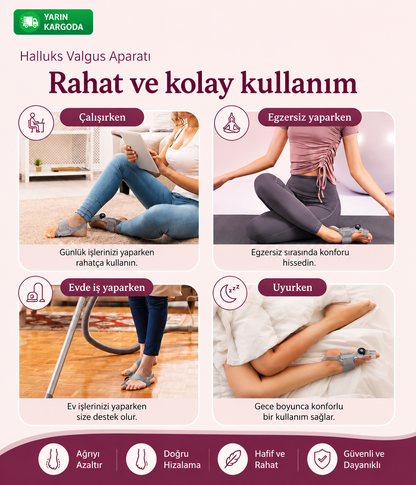 Profesyonel Halluks Valgus Ayak Başparmağı Düzeltici – Ayarlanabilir Ortopedik Ayak Aparatı